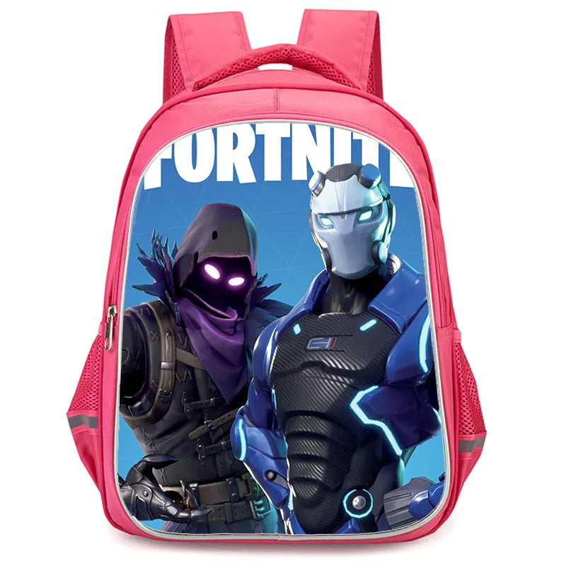 Mochila Fortnite Cartoon de 16 polegadas, unissexo, para rapazes e raparigas, com fechos duplos, grande capacidade e leve, para estudantes