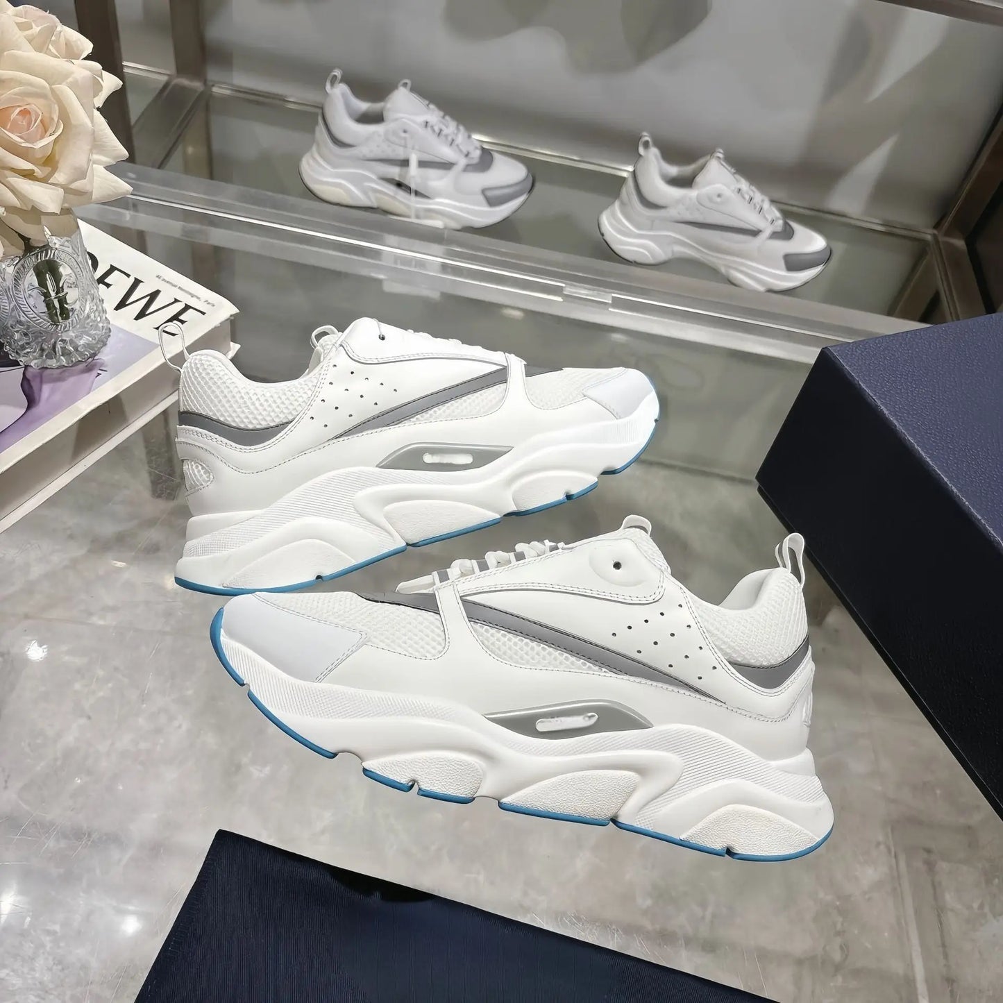 Men's Sport Shoes High Version B22 Cowhide Lightweight Breathable Mesh Contrast Color Laces Reflective Comfortable Unisex