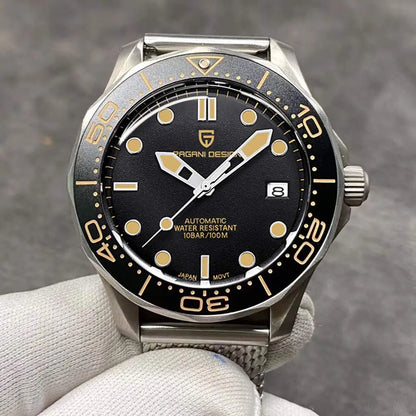 PAGANI DESIGN Men's Watches Mechanical Automatic Watch Sport Ceramic Bezel Luminous Stainless Steel Waterproof Top Watch for Men