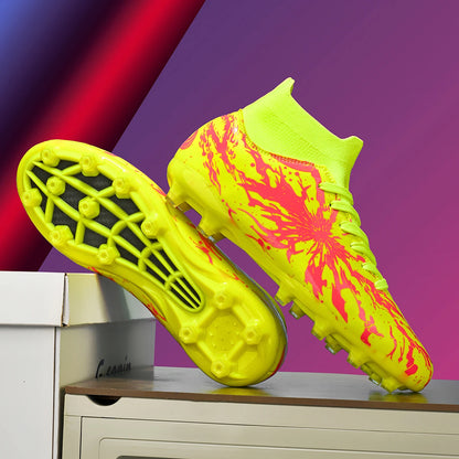 Chaussures de football pour hommes et femmes, crampons AG/FG, crampons longs en TPU stables, chaussures de football pour terrain en herbe, tige en PU de qualité supérieure, chaussures d'entraînement