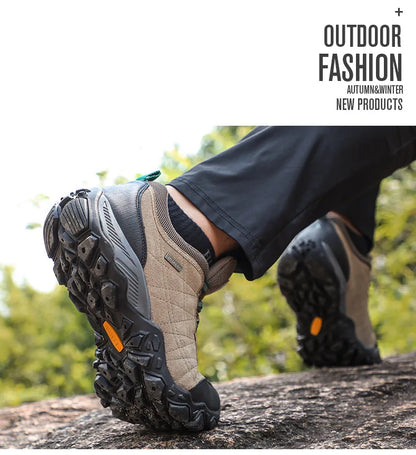HUMTTO Hiking Shoes Men's Luxury Designer Winter Climbing Trekking Sneakers Leather Outdoor Sports Work Shoes 110282A