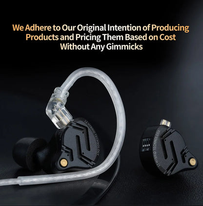 Auricolari IEM KZ ZS12 PRO X con tecnologia ibrida dinamica e armatura bilanciata, upgrade HiFi bassi, cuffie in-ear con cavo tuning