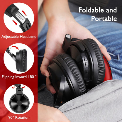Cuffie da gaming wireless Bluetooth 5.2 OneOdio 110H – Autonomia di 110H, cuffie over-ear con bassi profondi e microfono, headset 2-in-1 cablato e wireless per PC PS4