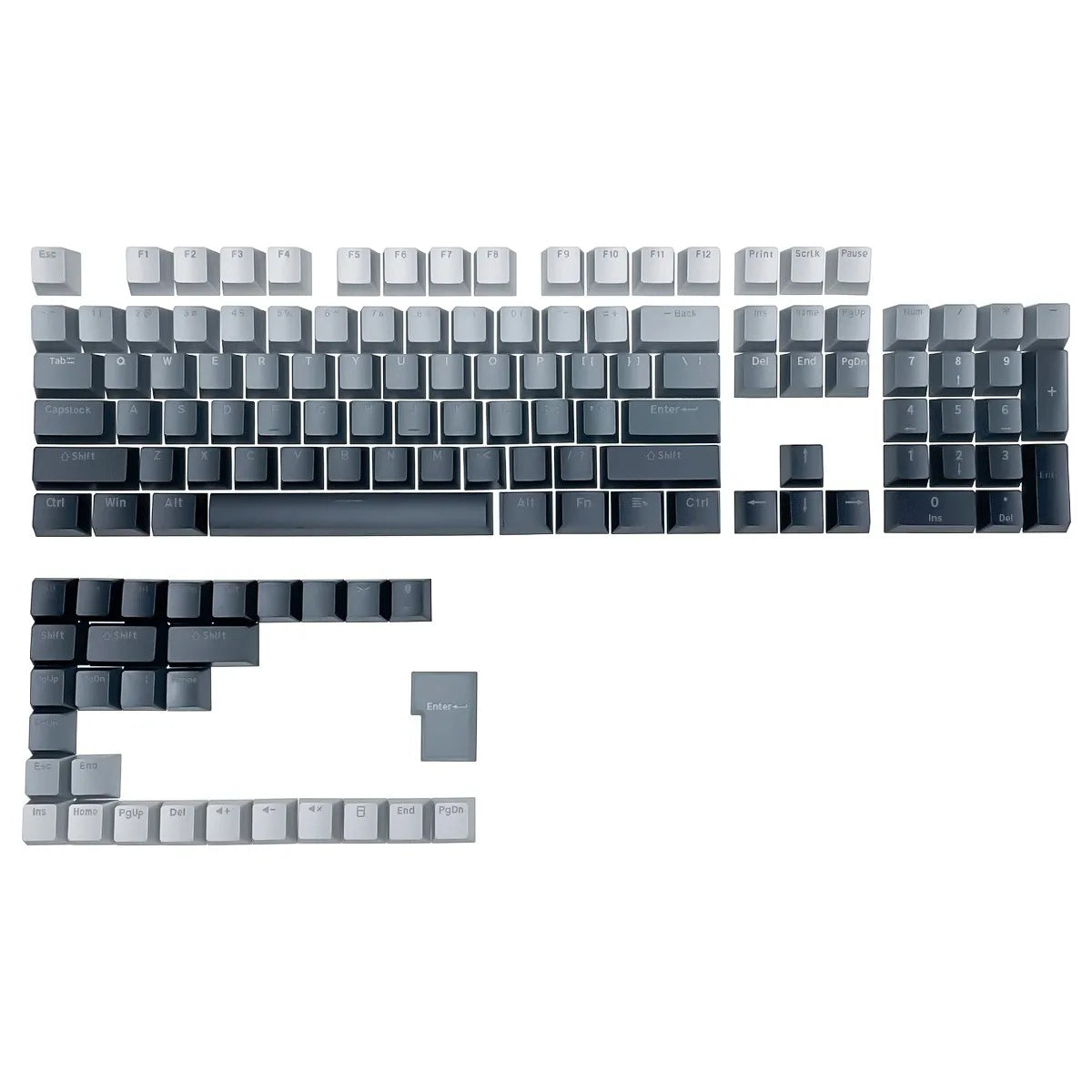 Keycap RGB gamer retroilluminati a gradiente per tastiera meccanica con switch MX, profilo OEM, PBT bianco e blu, layout ISO, tasti fai da te