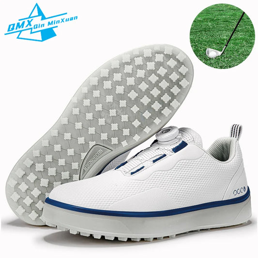 Couple Golf Shoes  Men's White Waterproof  Rotating buckle Fitness Spikeless Non slip Golf Golfer Training Golf Sneakers Women