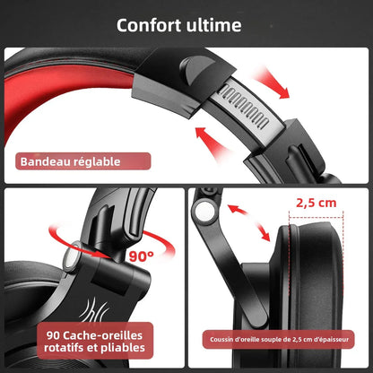 Auriculares OneOdio A71 con cable Over Ear HiFi Studio DJ con micrófono – Auriculares gaming de monitorización profesional con graves profundos