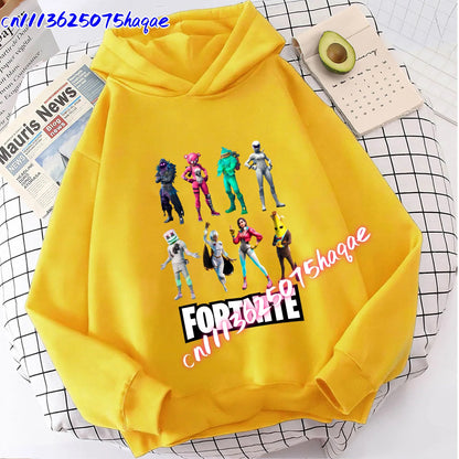 Sweatshirts Fortnite Novos para Criança, Hoodie com Estampado de Personagem de Jogo em Desenho Animado, Tops Casuais de Outono, Roupa de Inverno para Meninos Bebés