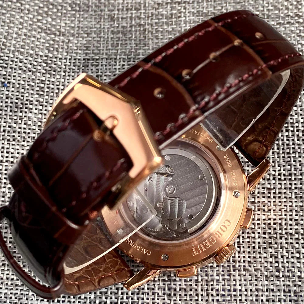 Reloj automático para hombre con multifunción de fecha, día, mes y año, reloj mecánico masculino 316L, caja pulida, indicador día/noche, 42mm