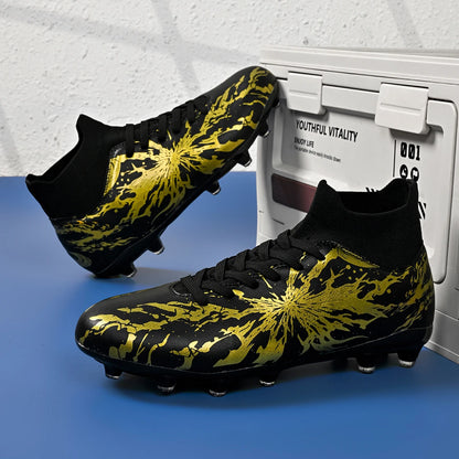Chaussures de football professionnelles AG/FG pour hommes et femmes, antidérapantes, avec crampons longs, confortables, en PU, pour terrain gazonné, compétition et entraînement