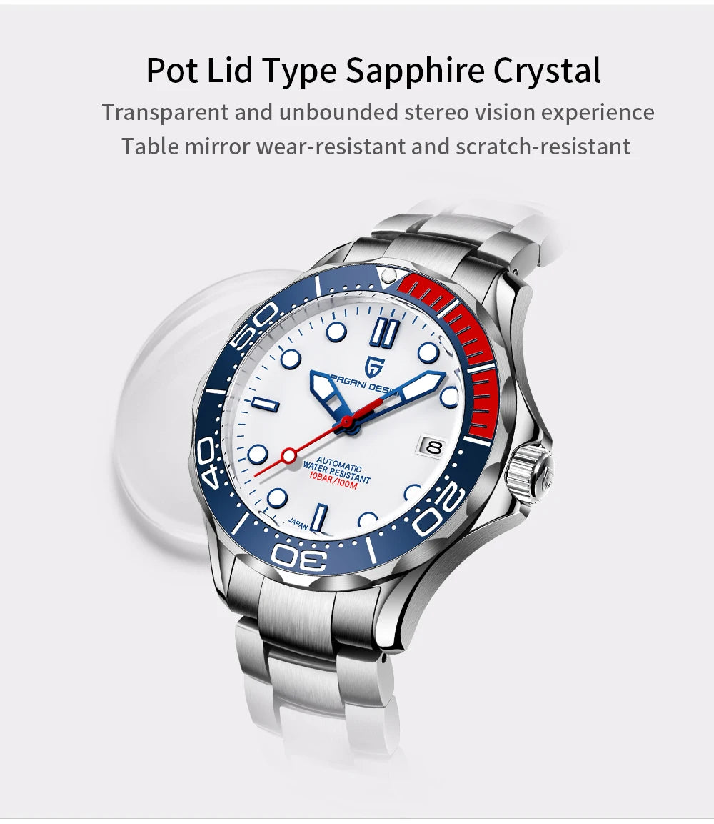 PAGANI DESIGN Men's Watches Mechanical Automatic Watch Sport Ceramic Bezel Luminous Stainless Steel Waterproof Top Watch for Men