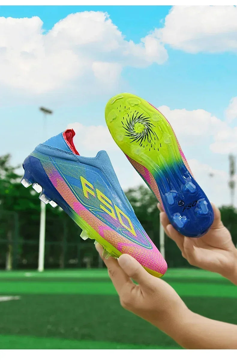 Nouvelles chaussures de football pour hommes, crampons mi-montants de haute qualité, légères, antidérapantes, pour l'extérieur et l'entraînement sur gazon, modèle très vendu