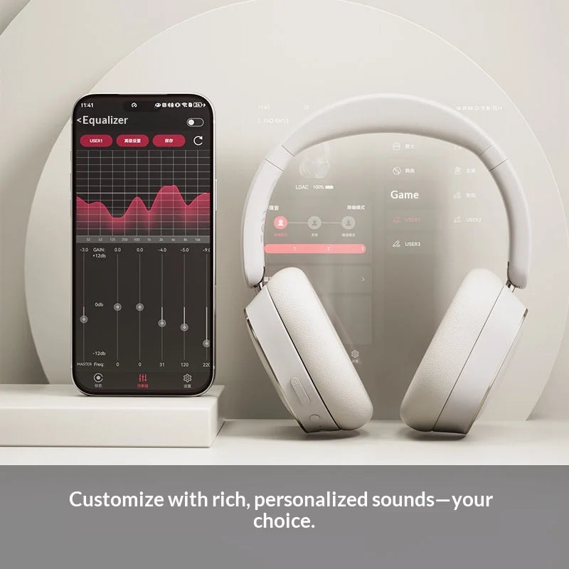 Auscultadores Over-Ear FiiO EH13 Wireless Bluetooth ANC – Headset Gaming HiFi LDAC com Cancelamento de Ruído, Graves Profundos e Longa Autonomia de Bateria