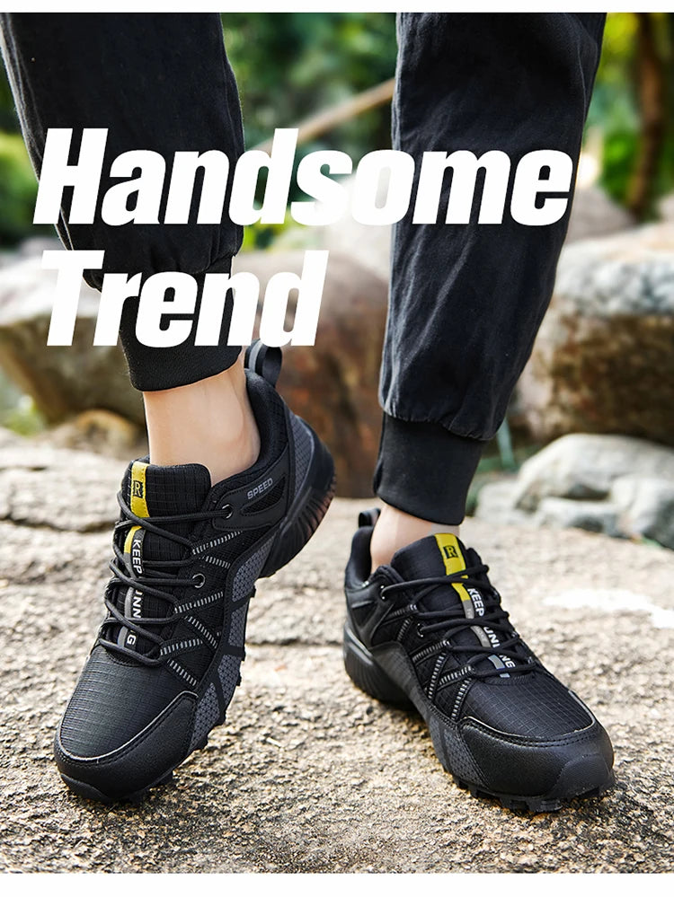 Sapatos de Caminhada para Homem Todo-o-Terreno, Calçado Desportivo Outdoor em Malha Respirável, Antiderrapante e Resistente ao Desgaste, Sapatos de Caminhada e Ciclismo Outdoor