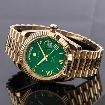 Sugess 40mm Men's Watches Automatic Date Mechanical Day Wristwatch Peacock SL3034 Movement Sapphire Waterproof Luxury Retro New