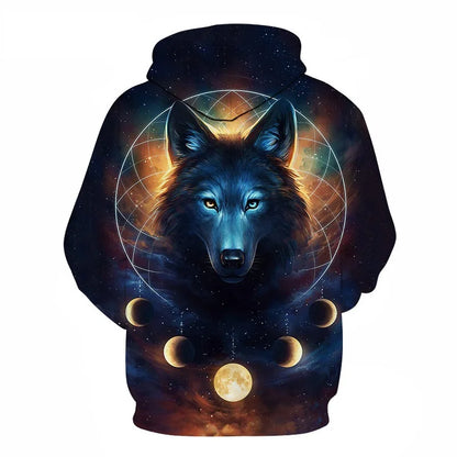 Felpe con cappuccio oversize 3D Animal Wolf da uomo e donna, moda casual, pullover hip hop Harajuku streetwear