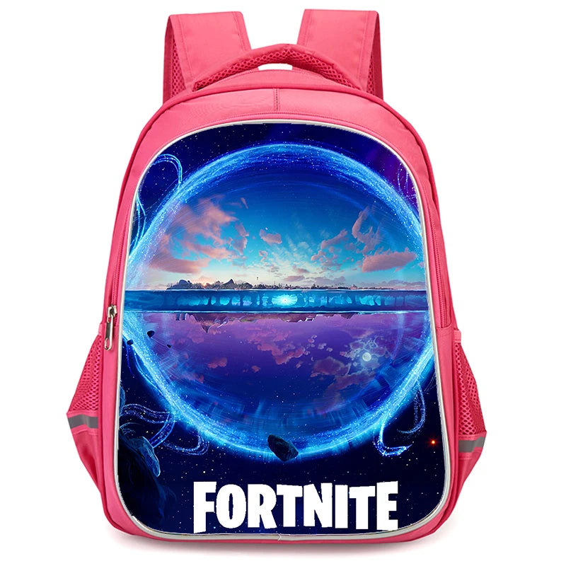 16" Fortnite Cartoon Red Backpack Unisex Dual Zipper Large Capacity School Bag Kids Bookbag Boys Girls Ages 5-8