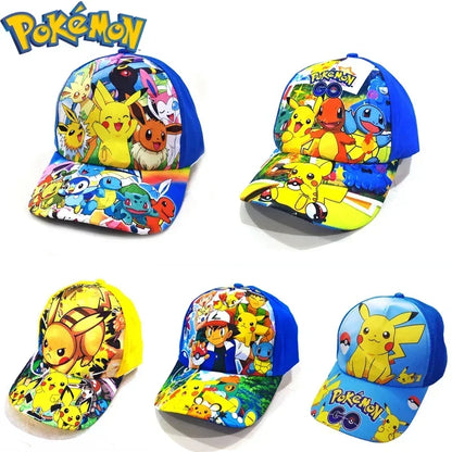 Șapcă de baseball din poliester cu figurină Pikachu din anime-ul Pokémon Go, cu imprimeu de desene animate, cu cozoroc, pentru copii, decorativă, cadou de ziua de naștere