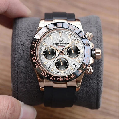 PAGANI DESIGN V2 40MM Meteorite Dial Men Quartz Watches Sapphire Retro Chronograph Waterproof Watch For Men