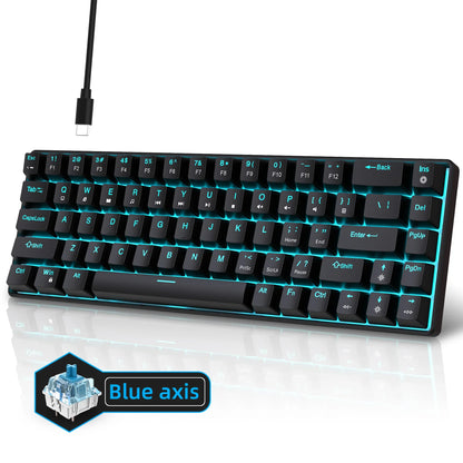 Tastiera meccanica gaming 60% USB con tasti bianchi, mini tastiera gamer ergonomica per computer, retroilluminata, tastiera PC per musica
