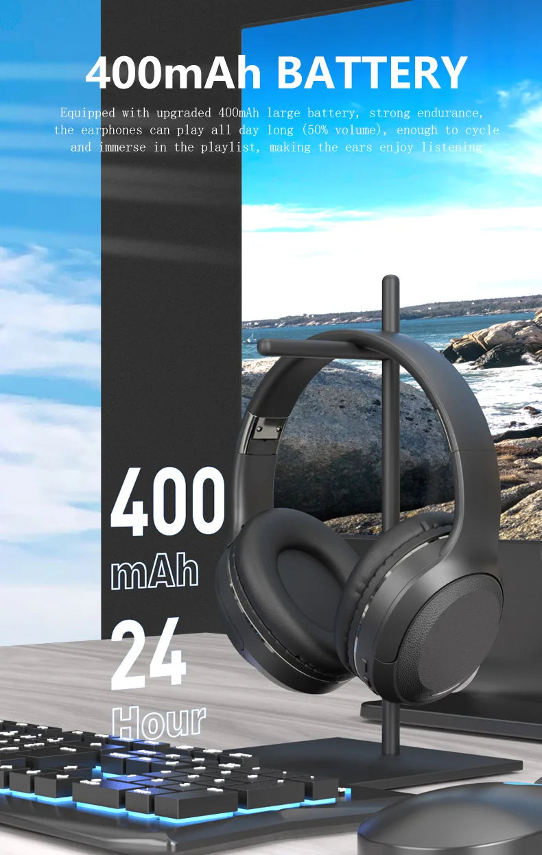 Wireless TV Headphones Bluetooth 5.0 with USB Adapter, Foldable Stereo Wireless TV Headphones with Mic for Samsung Smart TV, PC, Laptop & Music