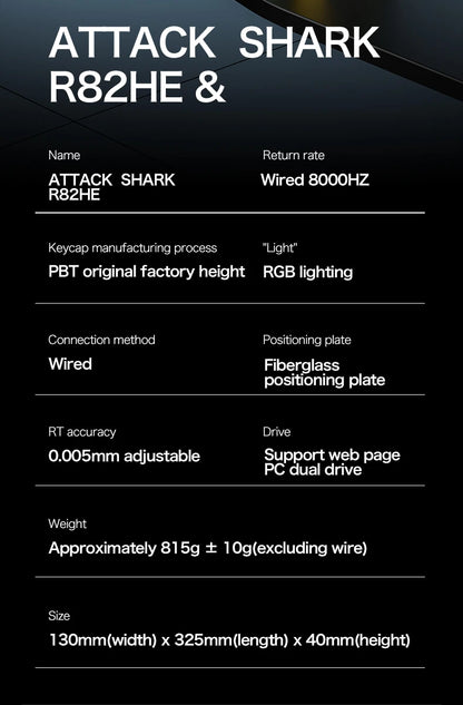 ATTACK SHARK R82HE Gaming Keyboard Magnetic 75% Wired 8000Hz Rapid Trigger ProGamer Keyboard, 0.005mm RT Accuracy, 0.08ms Latency