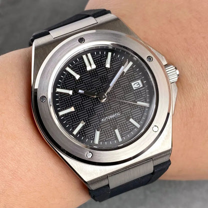 Relógio Mecânico Masculino Tandorio New Black Luxury Business Engineer Style com Vidro de Safira, 100m à Prova de Água, NH35A Automático
