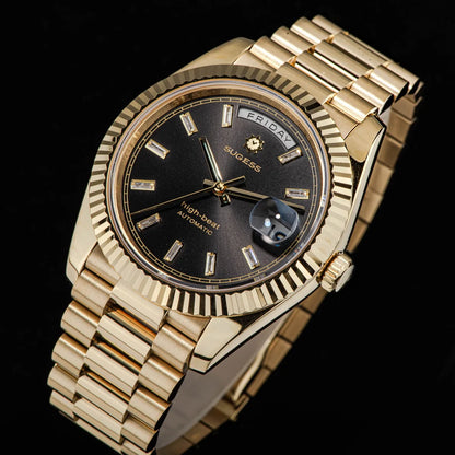 Sugess 40mm Men's Watches Automatic Date Mechanical Day Wristwatch Peacock SL3034 Movement Sapphire Waterproof Luxury Retro New