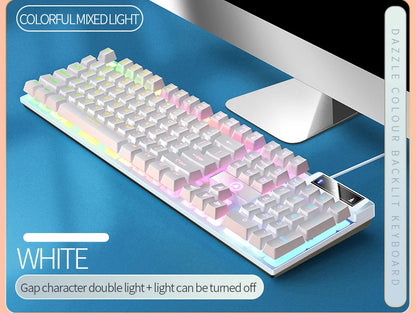 Teclado gaming USB con cable y retroiluminación, teclado gamer de 104 teclas para ordenador/portátil/PC, diseño ergonómico, accesorio gaming para oficina