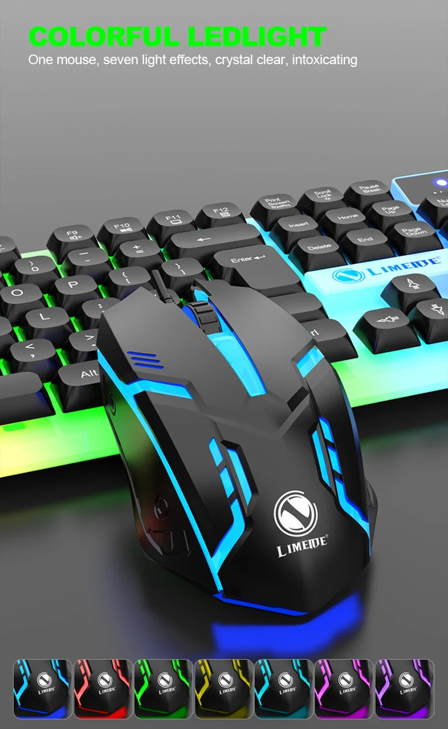 NG GTX350 Set gaming tastiera e mouse per computer e laptop, kit gamer con retroilluminazione LED, tastiera USB cablata GTX350 - Nero