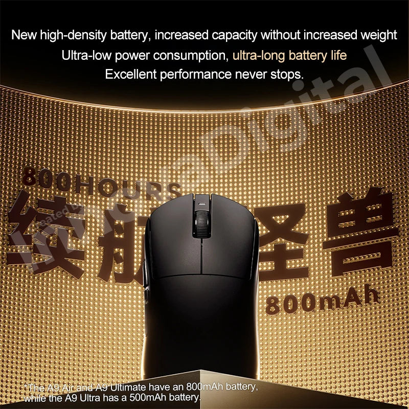 ATK Dragonfly A9 Ultimate vezeték nélküli gaming egér A9 Air PAW3950, ultrakönnyű ergonomikus e-sport gamer FPS egér CSGO-hoz A9 Ultra