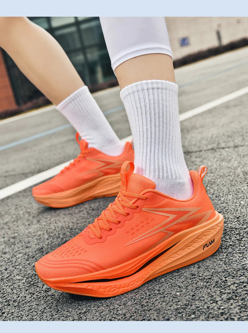 Ténis de corrida com placa de carbono para maratona, para homem e mulher, desportivos, respiráveis, leves, confortáveis e antiderrapantes