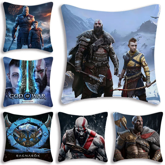 Pillow Covers Cartoon Game G-God of War R-Ragnaroks Sofa Decorative Home Double-sided Printing Short Plush Cute Cushion Cover