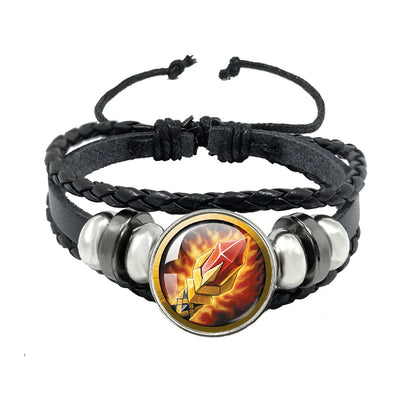 Classic Games World Of Warcraft Hearthstone Glass Leather Rope Bracelet For WOW Alliance and Horde Combatant Gift