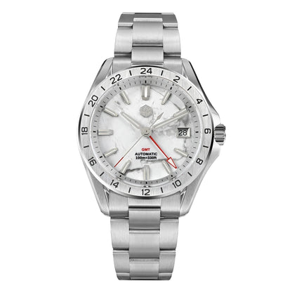 Reloj de lujo para hombre San Martin 39mm con esfera de aventurina, NH34 GMT automático mecánico, zafiro, resistente al agua, luminoso, SN0129