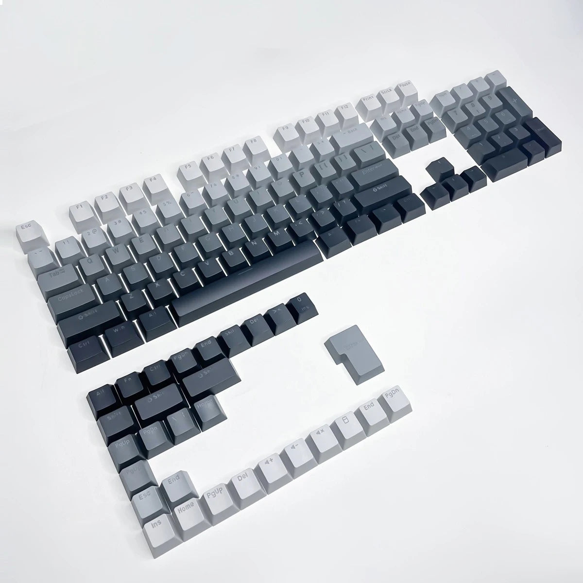Keycap RGB gamer retroilluminati a gradiente per tastiera meccanica con switch MX, profilo OEM, PBT bianco e blu, layout ISO, tasti fai da te