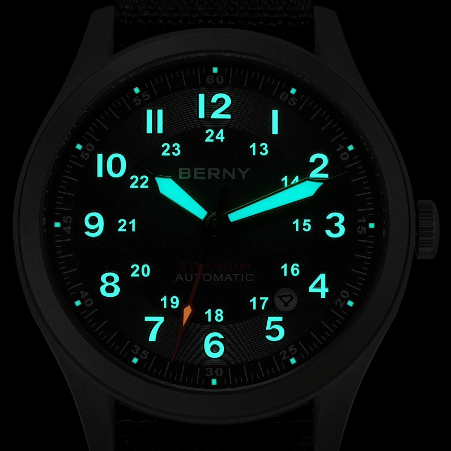 BERNY Titanium Automatic Men's Field Watches Date Sapphire Super Luminous Sports Easy Read Outdoor 10ATM Mechanical Watch