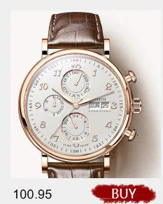 Reloj de lujo suizo LOBINNI para hombre, mecánico automático con calendario perpetuo, cristal de zafiro y multifunción L13019-8