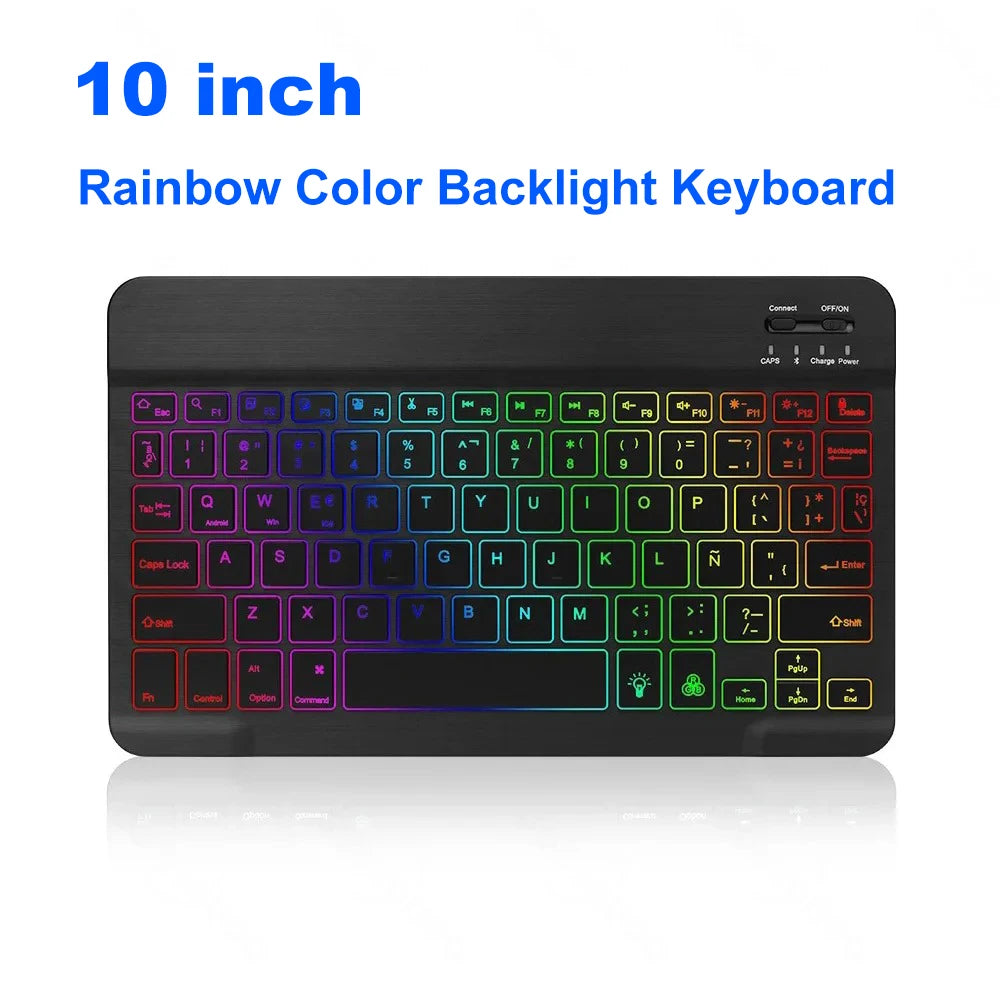 Mini teclado Bluetooth RGB inalámbrico de 10 inch con retroiluminación, panel táctil y compatibilidad con IOS, Android, Windows e iPad