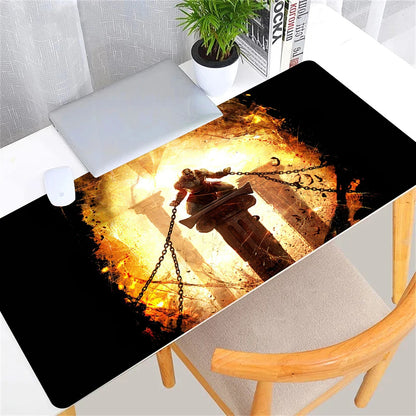 Large Game God of War Mousepad XL Desktop Natural  Rubber Desk Mat Kawaii Gaming Accessories Students Writing Pad Desk Mat 80x30