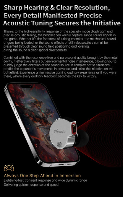 CCA Phoenix HiFi Wired Earphones Metal Alloy In-Ear Headphones with 10mm Dual Magnetic Dynamic Driver for Gaming & Music