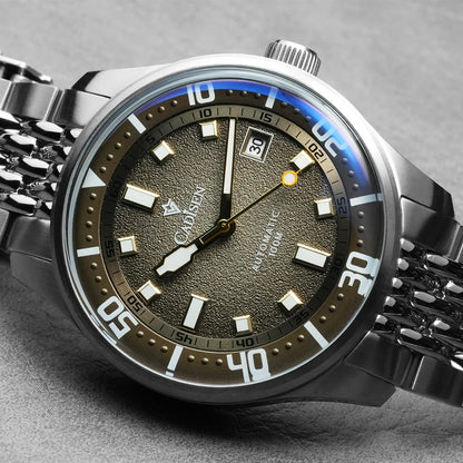 CADISEN Automatic Mechanical Watch Man Silver Business Casual Waterproof Watch Japan MIYOTA 8215 Movement Domed Glass Mens Watch
