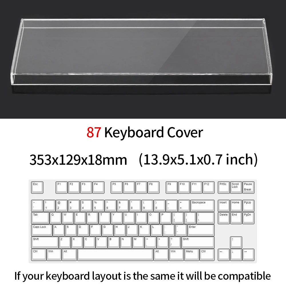 Funda protectora transparente de acrílico para teclado mecánico, cubierta antipolvo para teclado de 60/61/64 96 98 104/108 teclas, funda para ratón y teclado