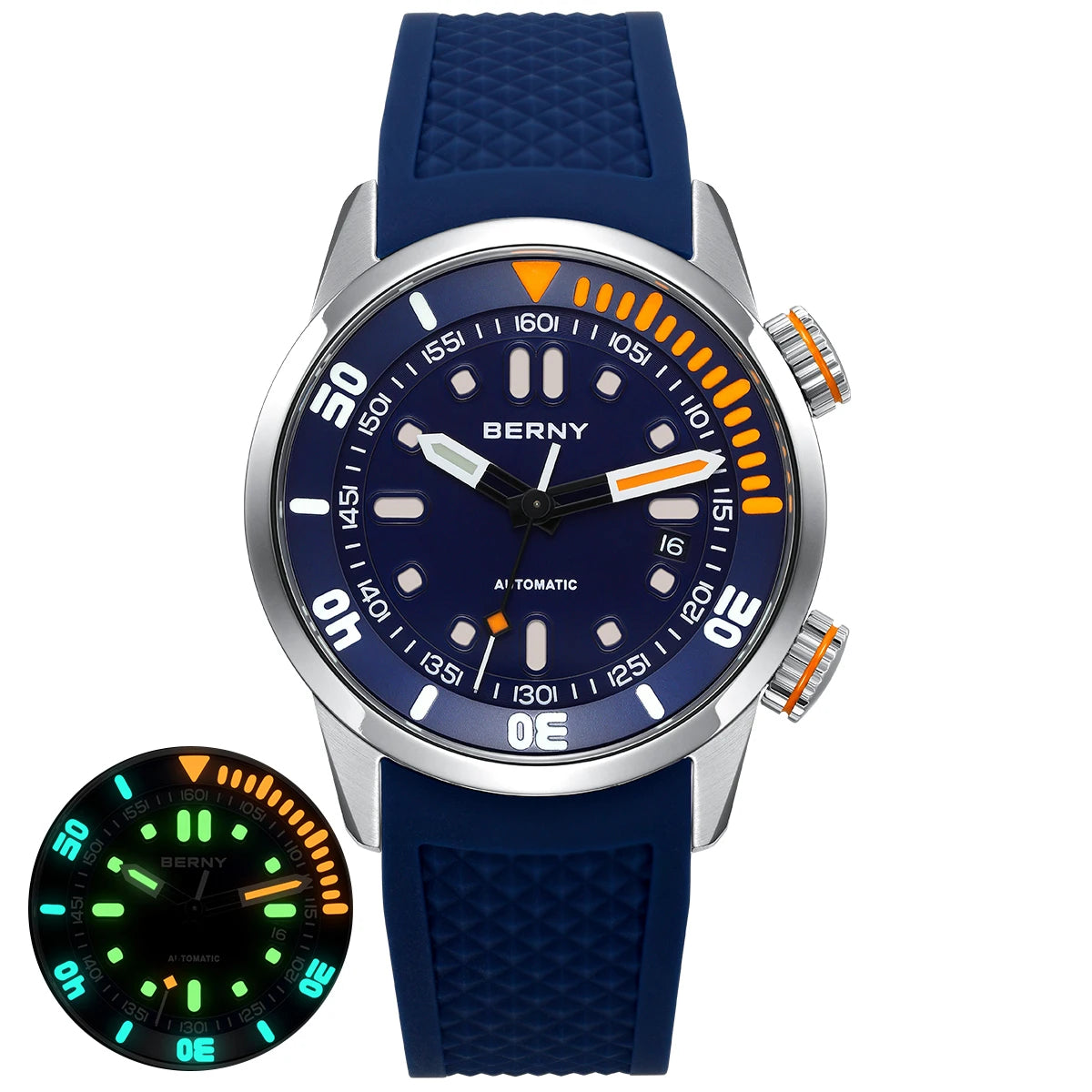 BERNY Automatic Professional Diving Watch for Men Super Luminous Scratch-resistant Sapphire Lens Top Mechanical Diver Watches