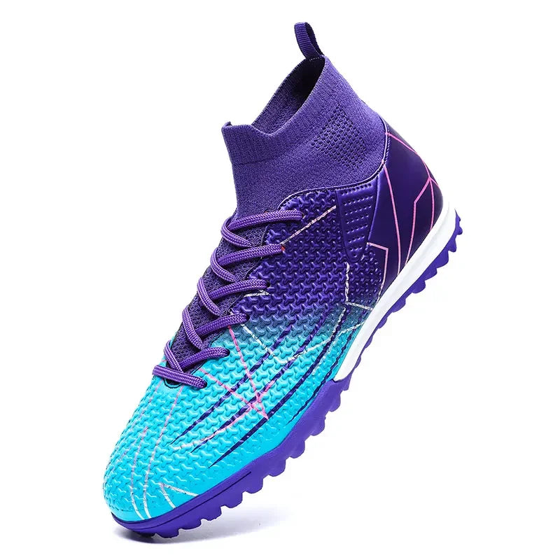 New Professional High Top Football Shoes Artificial Grass Leather Youth Students Training Soccer Shoes for Men And Women Sports