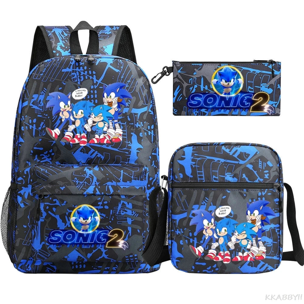Sonic Backpacks Student School Bags for Teen Men Women Tote Bag Clutch Pocket Nylon Backpacks Travel Mochilas