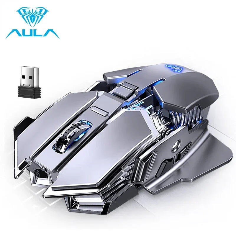 AULA mouse Multifunctional Gaming Side Keys Mouse Rechargeable Mecha style Mice 2.4 G Wireless Ergonomics Dpi adjustable Gamer