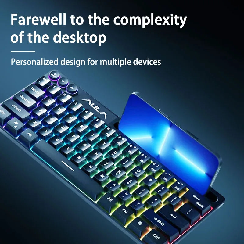 AULA F3061 Mechanical Touch Feel Keyboard 61 Keys Wired Mini Keyboard RGB Backlight Keyboard Desktop Laptop Game Keyboard