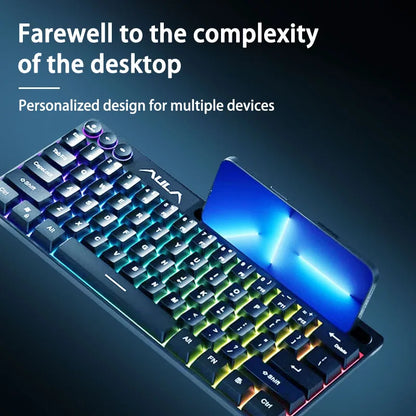 AULA F3061 Mechanical Touch Feel Keyboard 61 Keys Wired Mini Keyboard RGB Backlight Keyboard Desktop Laptop Game Keyboard