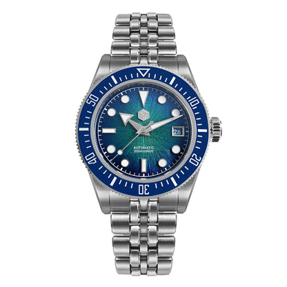 Orologio subacqueo di lusso da uomo San Martin 40mm, Miyota 9015, quadrante smaltato sunburst, automatico meccanico, impermeabile 200m, SN0148