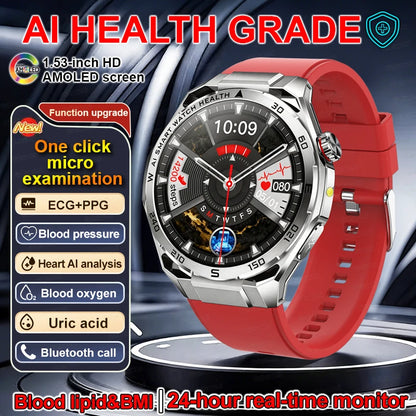 Smart Watch Men High-end Health Blood Pressure Blood Oxygen Lipids Uric Acid Sapphire Smart Watches Ai GPT Custom Dial ECG 2026